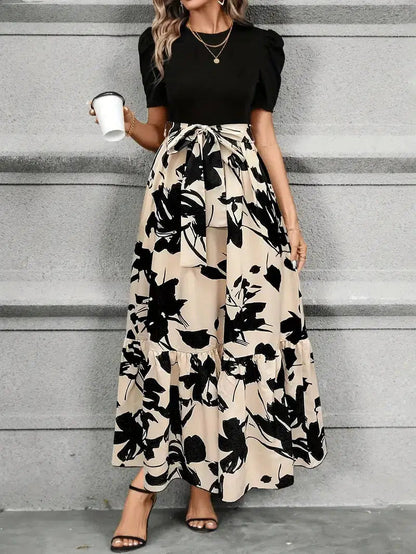 Robe Maxi Coupe A à Imprimé Botanique pour Femme