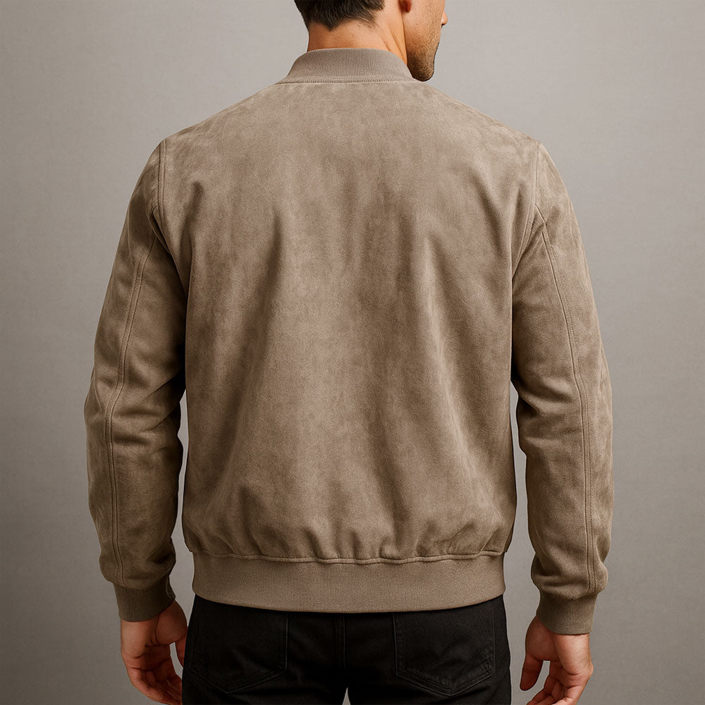 Veste en Daim Synthétique à Col Montant pour Homme