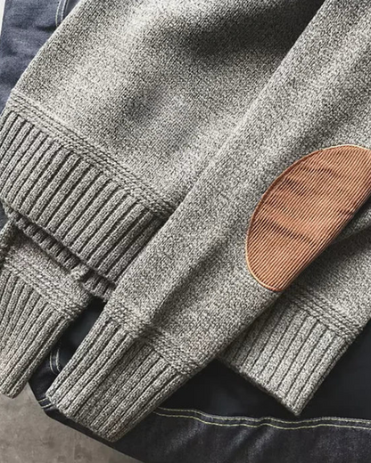 Pull à Col Rond avec Coudières pour Homme