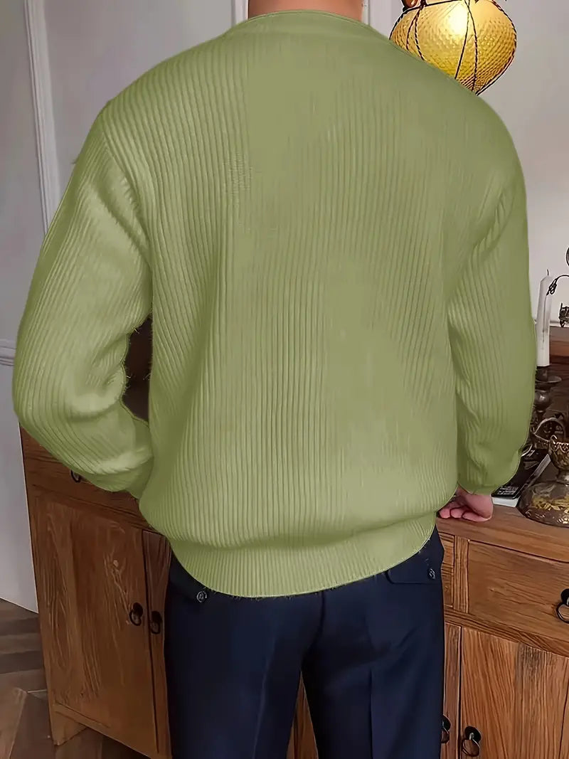 Pull à Col Rond en Maille Côtelée pour Homme