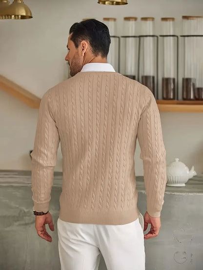 Pull à Col Rond en Maille Torsadée pour Homme