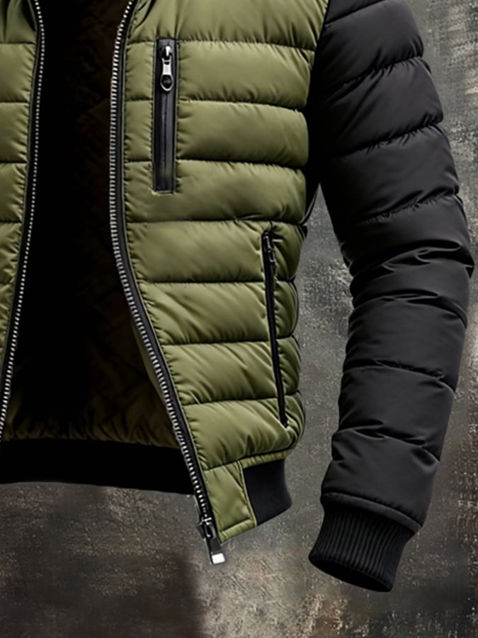 Doudoune Bicolore à Manches Contrastantes pour Homme
