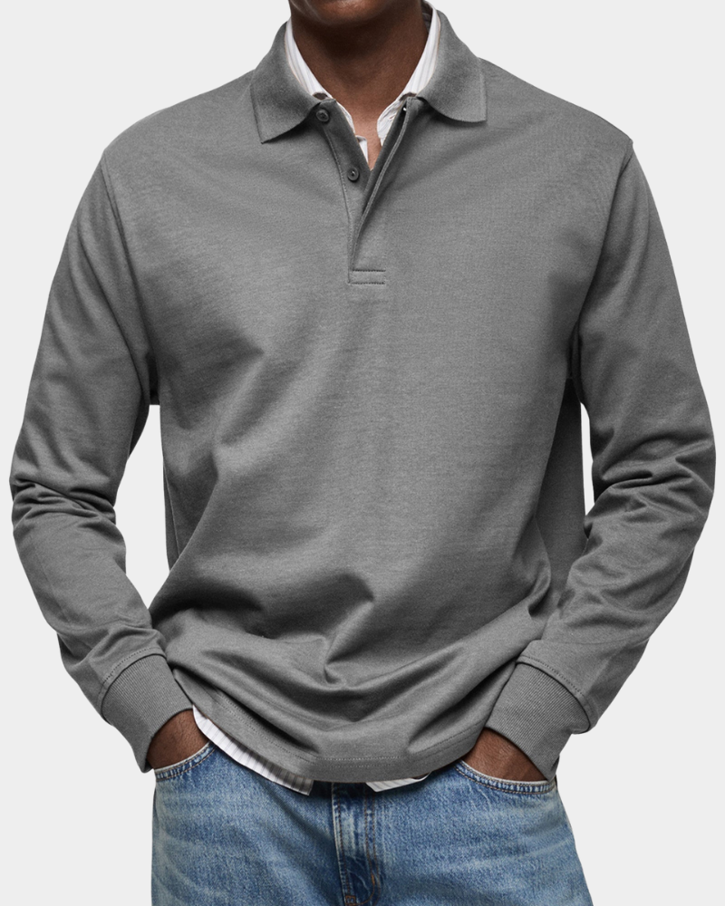 Polo Manches Longues en Maille Douce pour Homme