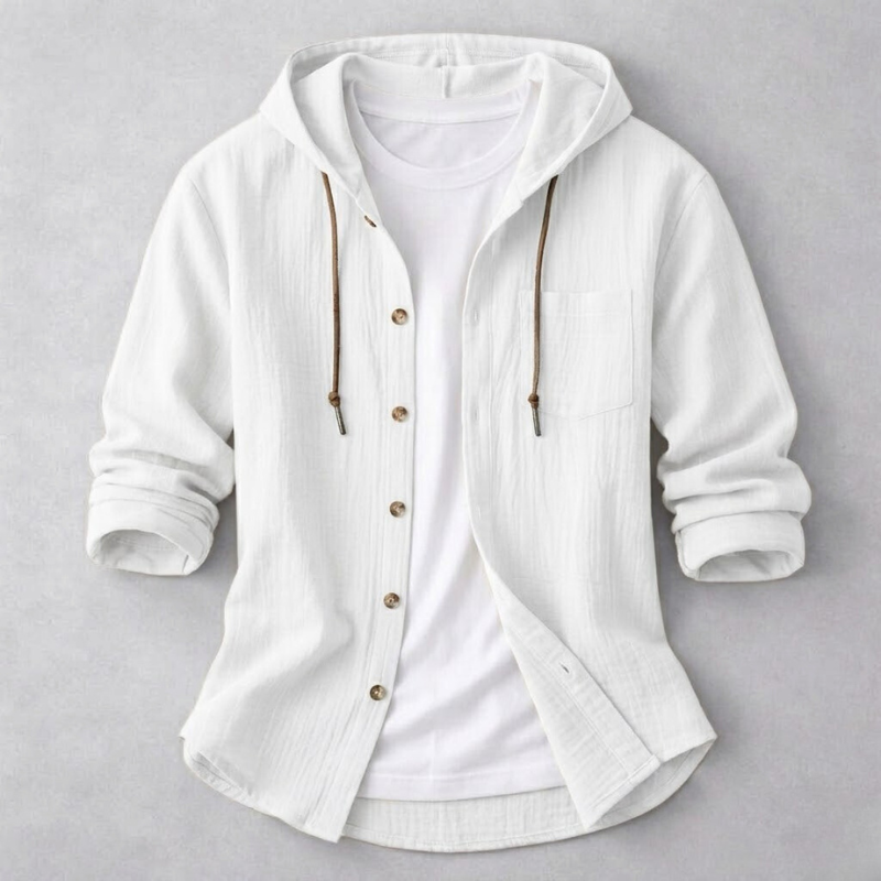 Surchemise à Capuche en Coton et Lin pour Homme