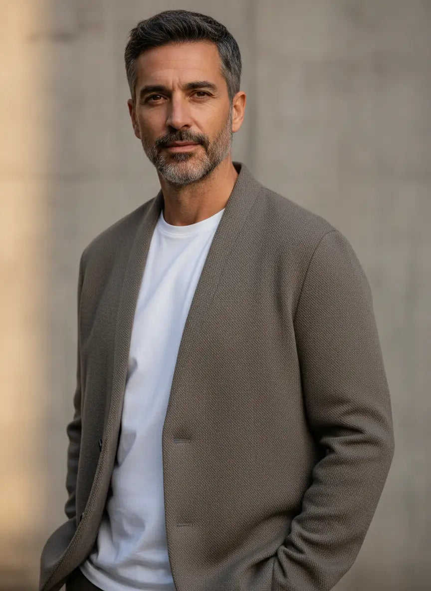 Blazer en Maille à Col Châle pour Homme
