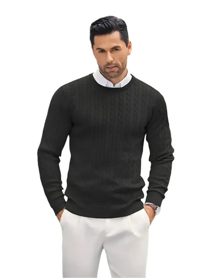 Pull à Col Rond en Maille Torsadée pour Homme
