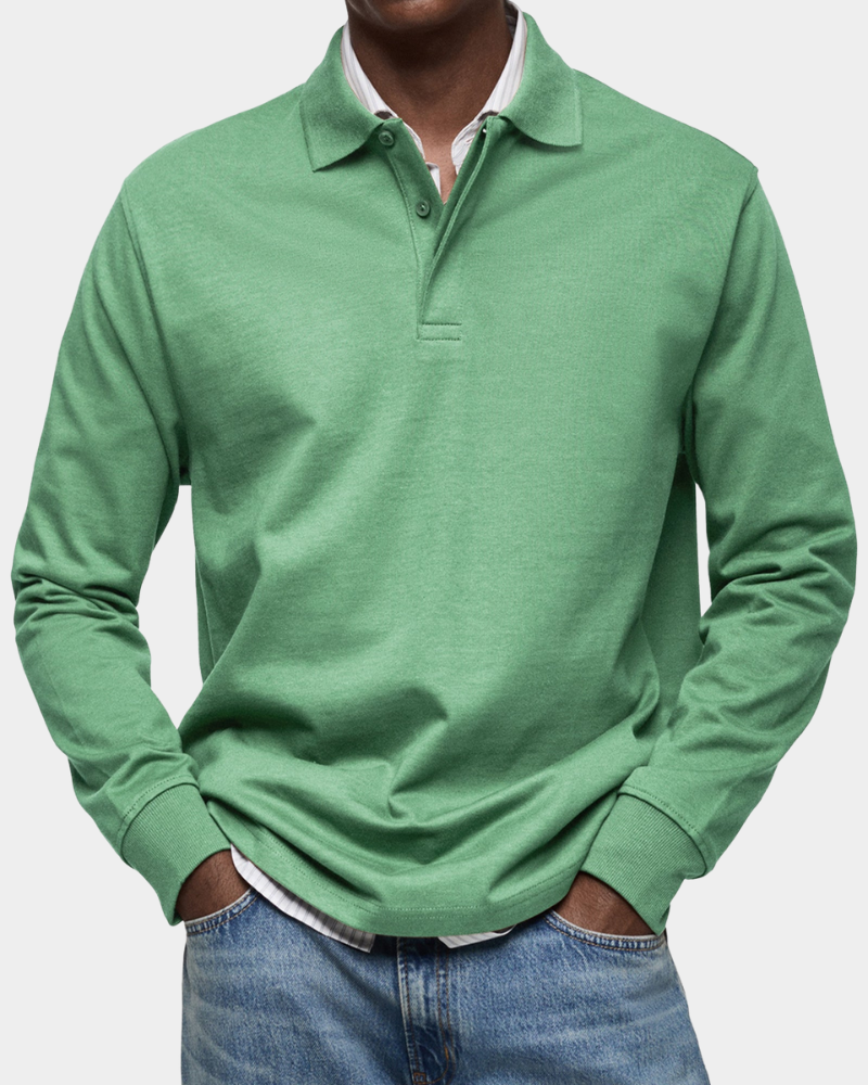 Polo Manches Longues en Maille Douce pour Homme