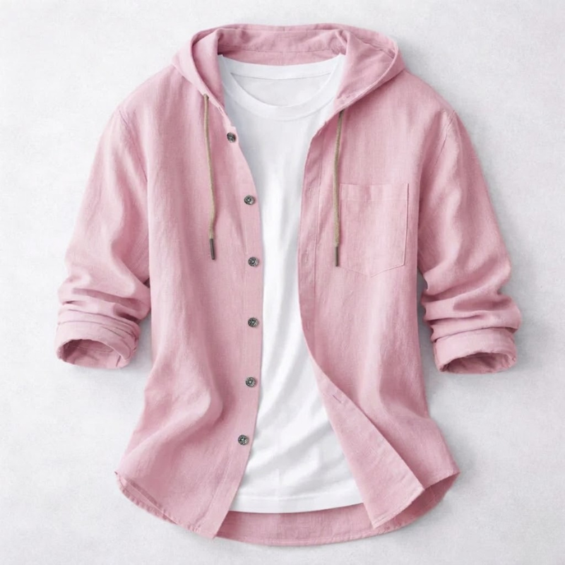 Surchemise à Capuche en Coton et Lin pour Homme