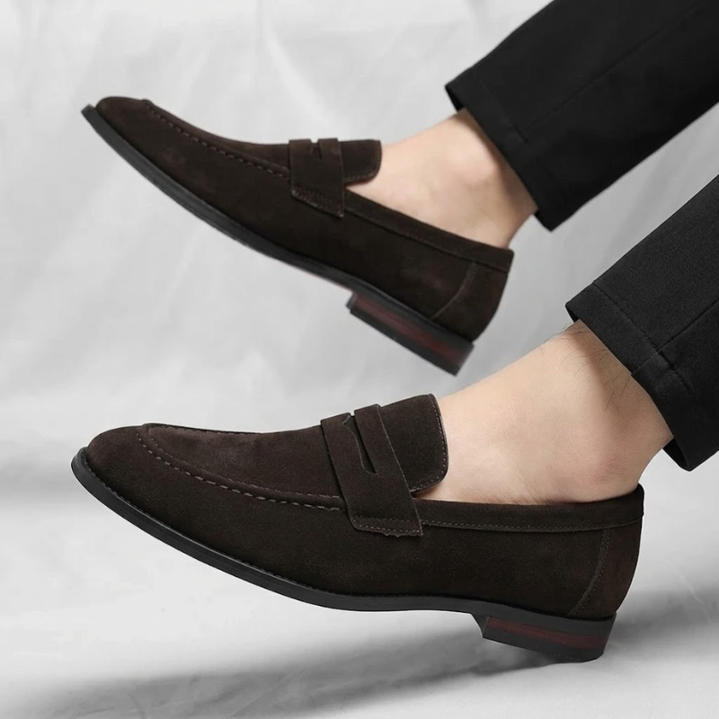 Mocassins Penny Loafers en Suédine pour Homme