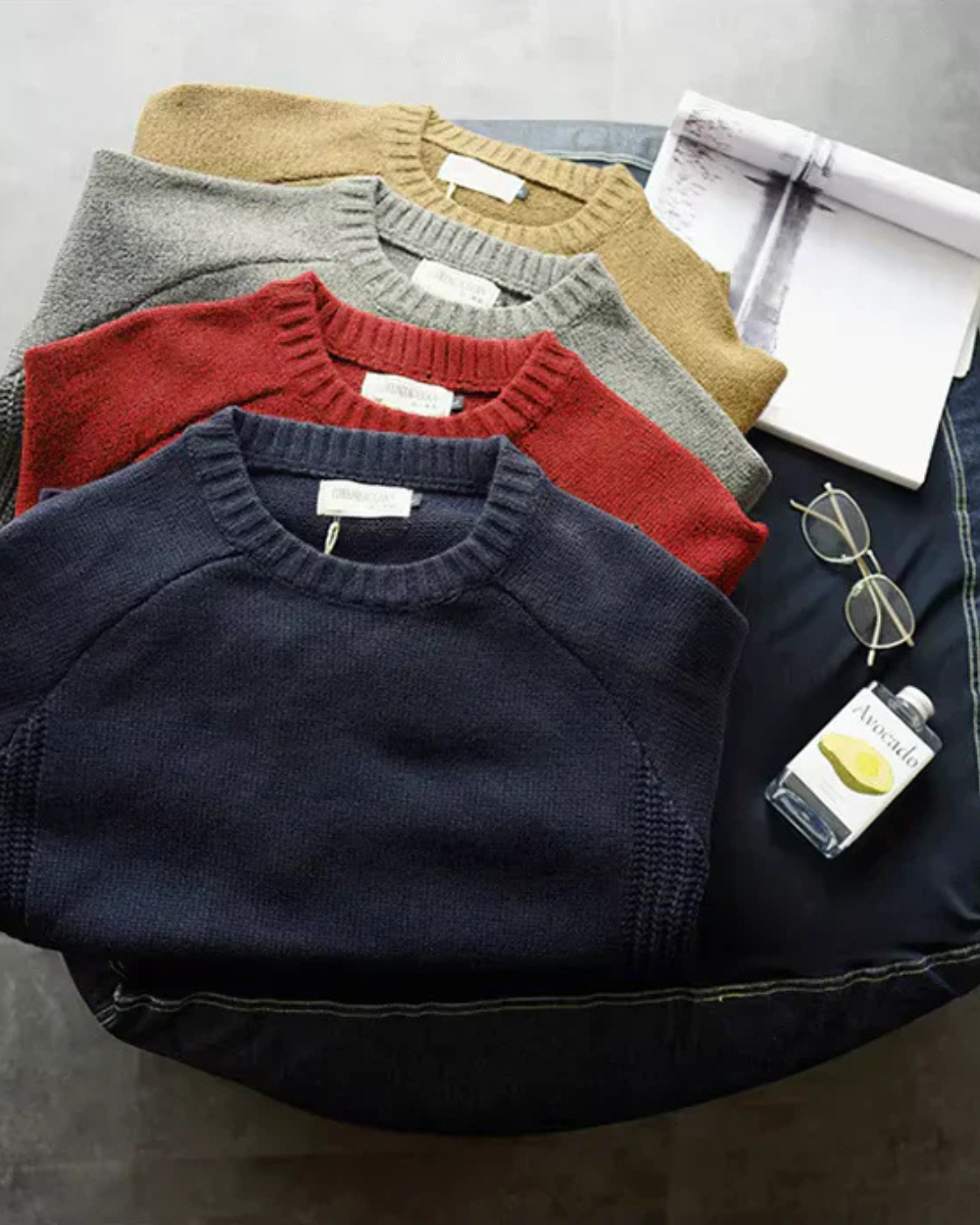 Pull à Col Rond avec Coudières pour Homme