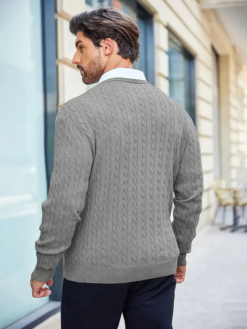 Pull à Col Rond en Maille Torsadée pour Homme