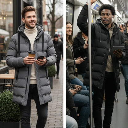 Manteau Matelassé Long à Capuche pour Homme