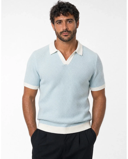 Polo en Maille Fine à Col Contrastant pour Homme