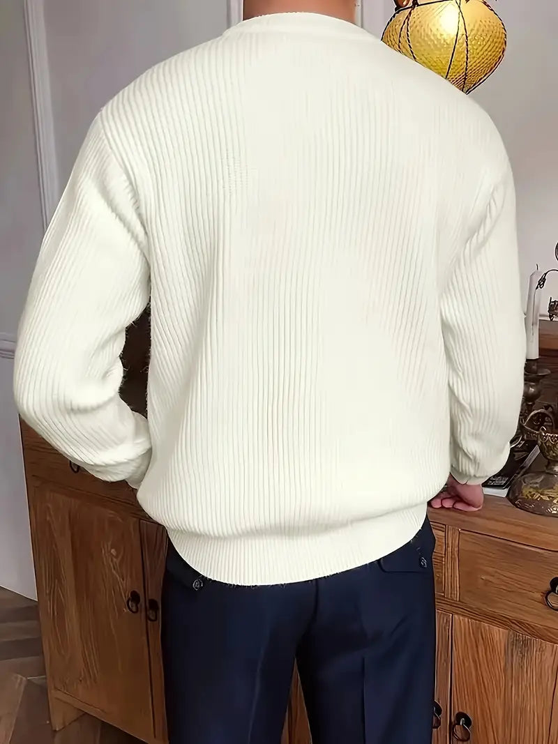 Pull à Col Rond en Maille Côtelée pour Homme