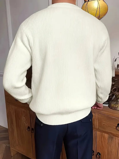 Pull à Col Rond en Maille Côtelée pour Homme