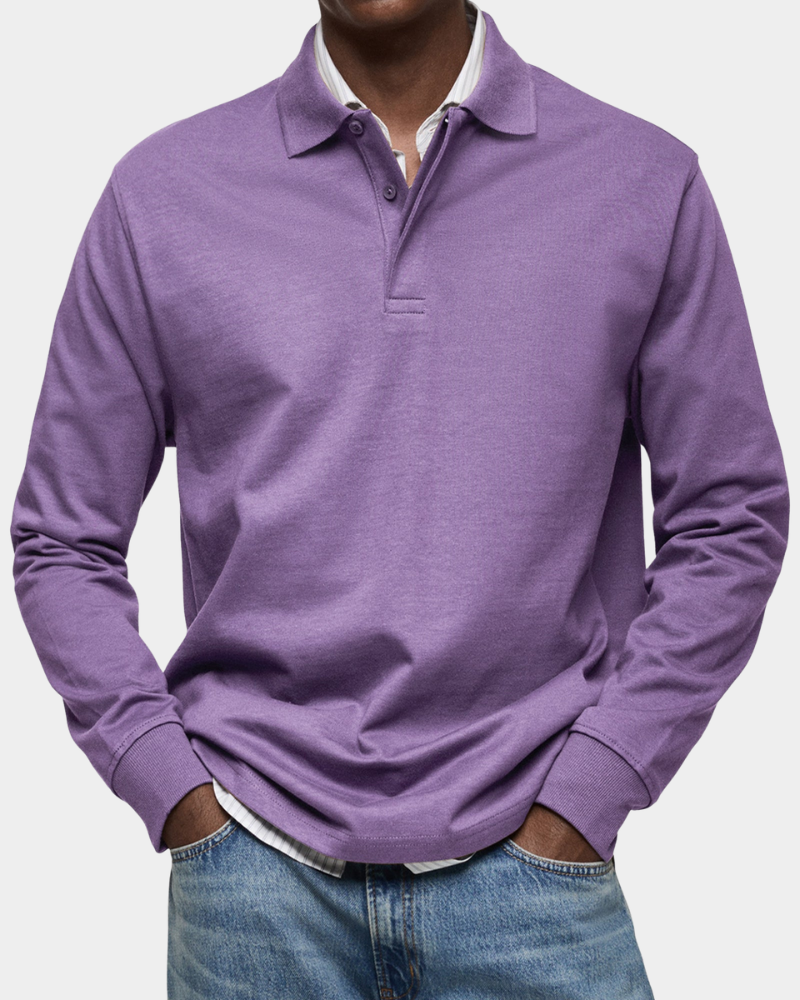 Polo Manches Longues en Maille Douce pour Homme