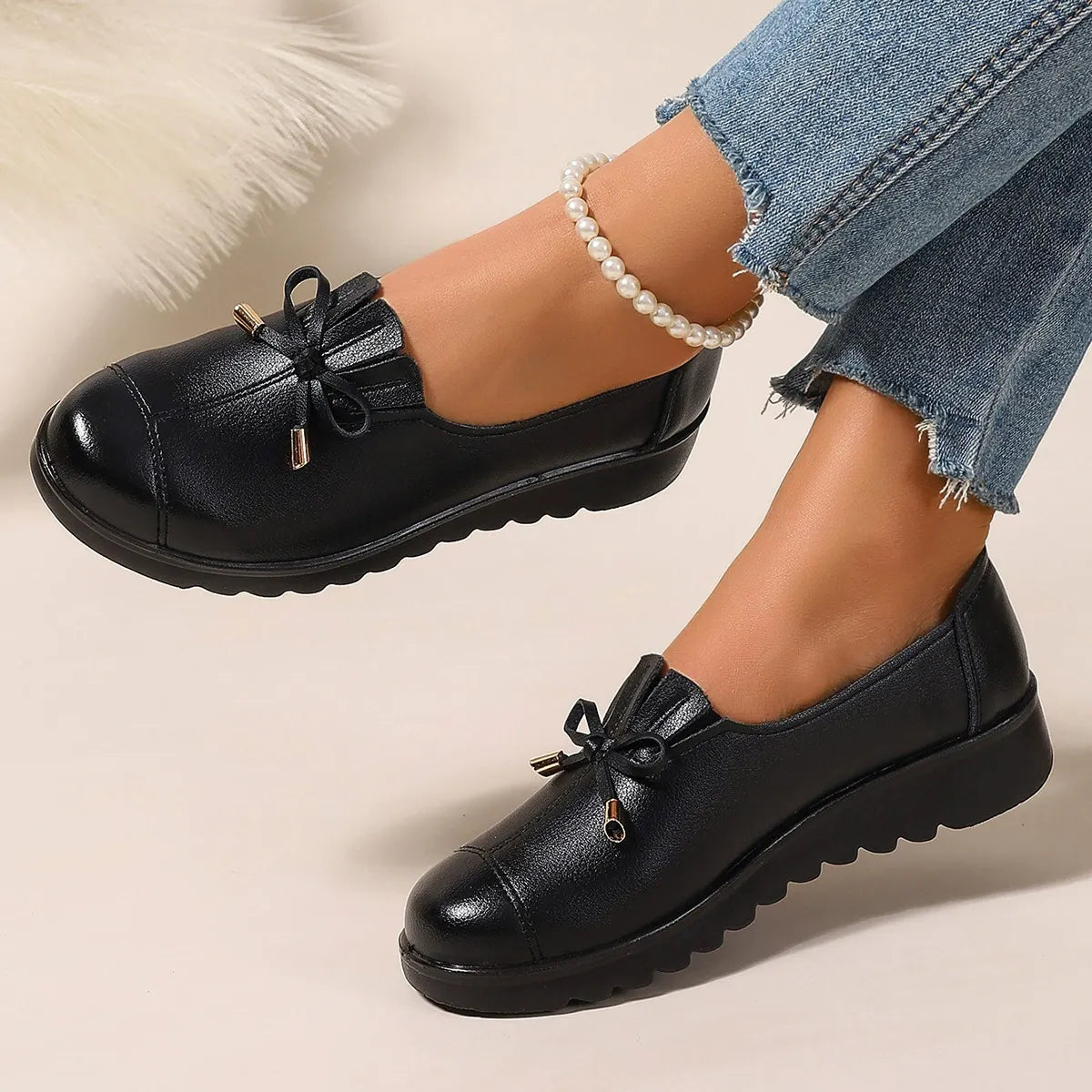 Mocassins Confort à Semelle Plateforme et Bout Arrondi