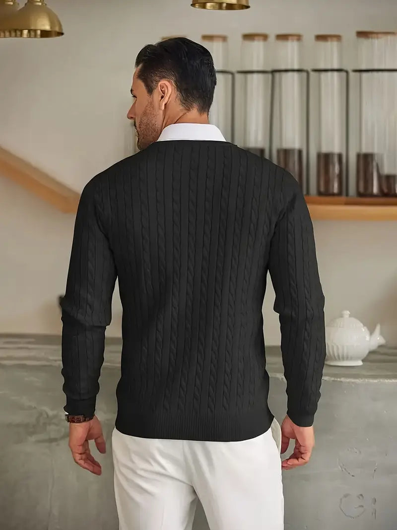 Pull à Col Rond en Maille Torsadée pour Homme