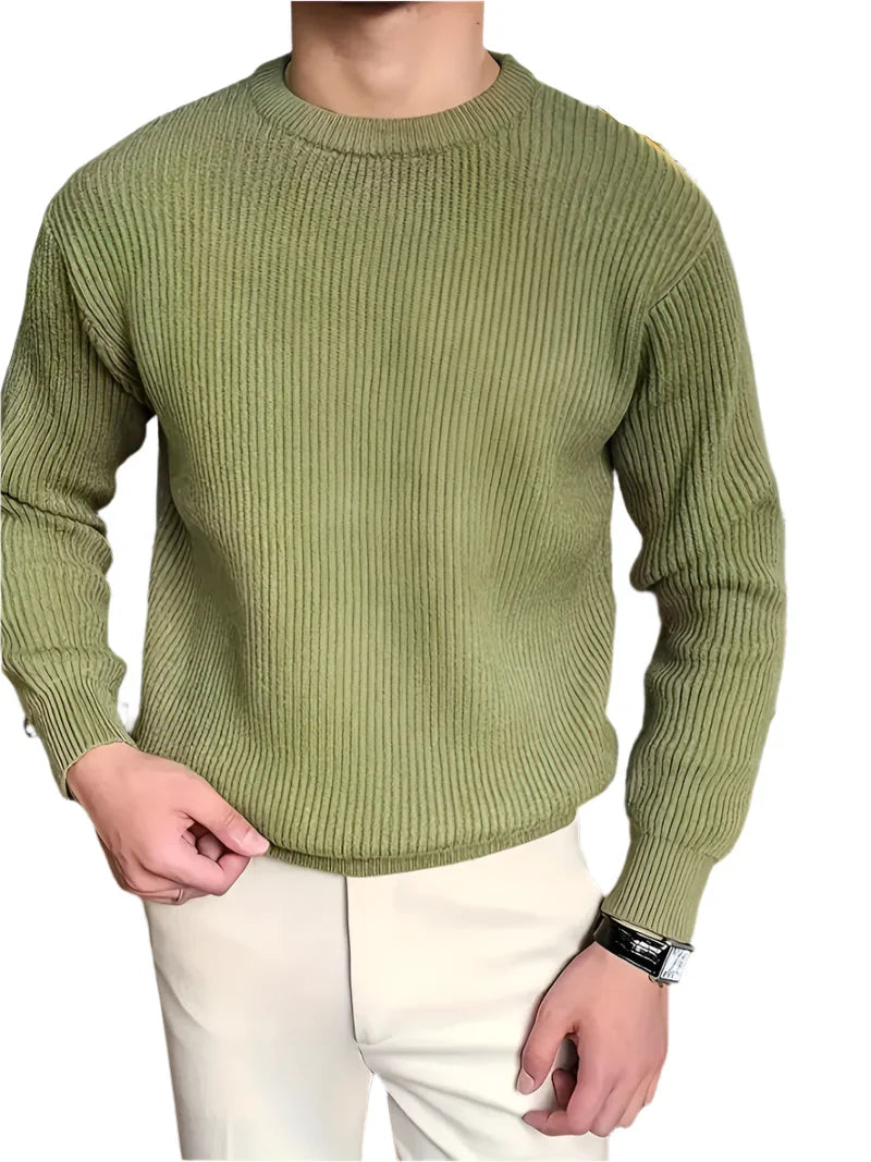 Pull à Col Rond en Maille Côtelée pour Homme
