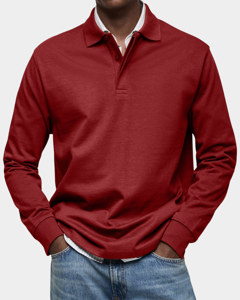 Polo Manches Longues en Maille Douce pour Homme