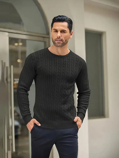 Pull à Col Rond en Maille Torsadée pour Homme