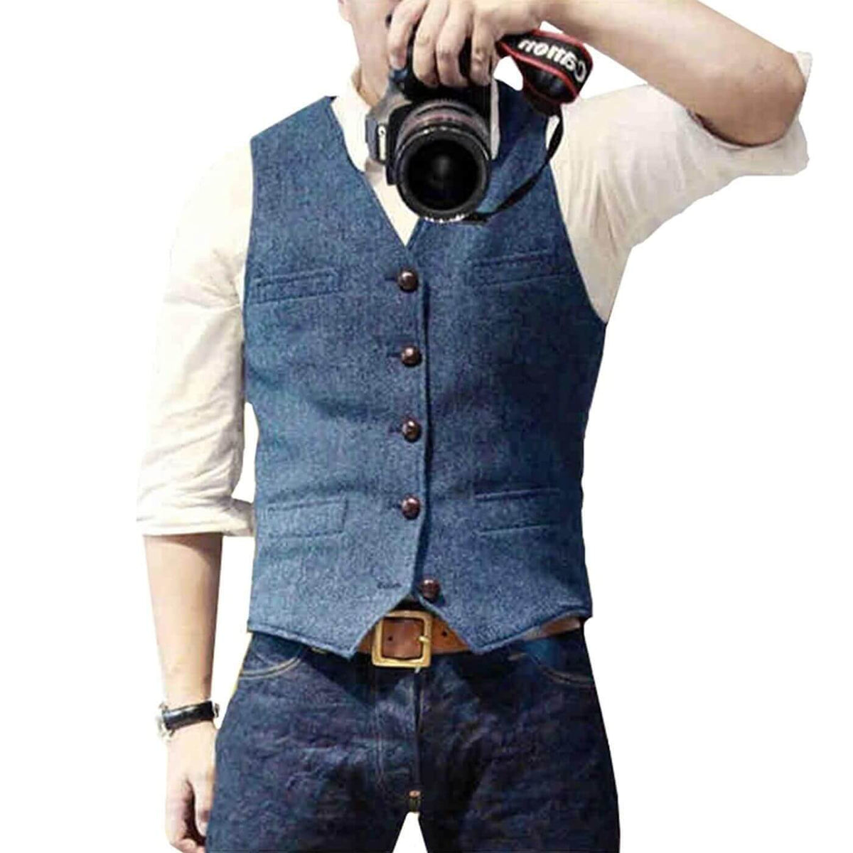 Gilet de Costume en Tissu Chiné pour Homme