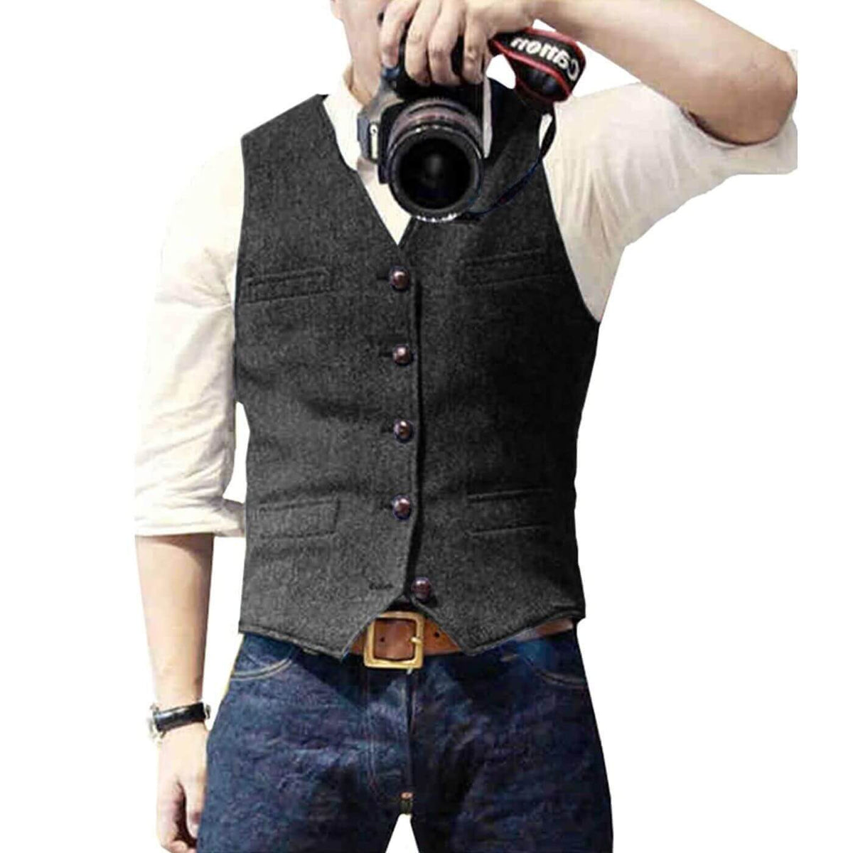 Gilet de Costume en Tissu Chiné pour Homme