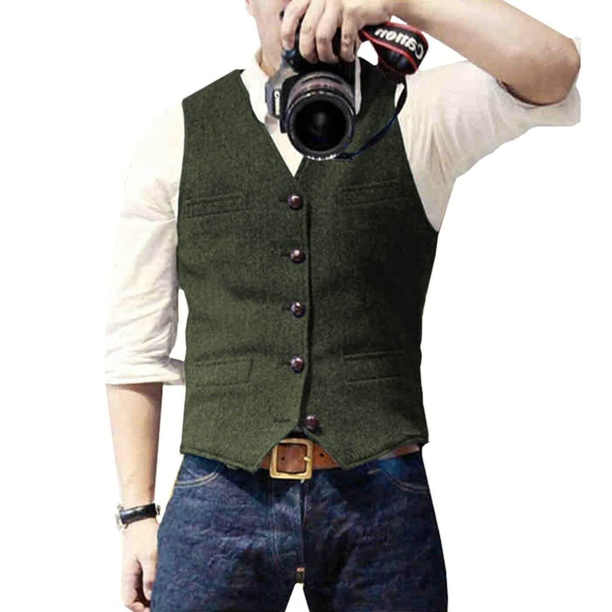 Gilet de Costume en Tissu Chiné pour Homme
