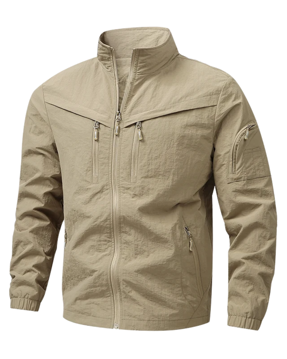 Veste Utilitaire à Col Montant et Poches Zippées pour Homme