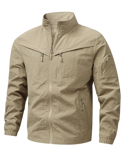 Veste Utilitaire à Col Montant et Poches Zippées pour Homme