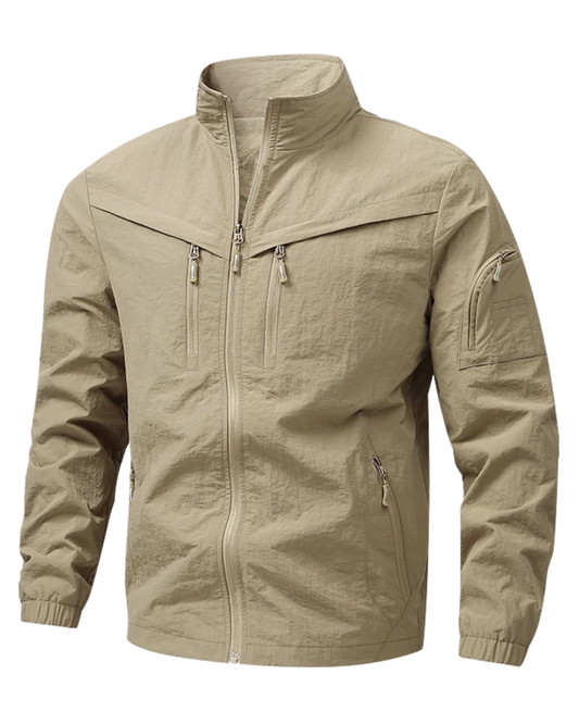 Veste Utilitaire à Col Montant et Poches Zippées pour Homme