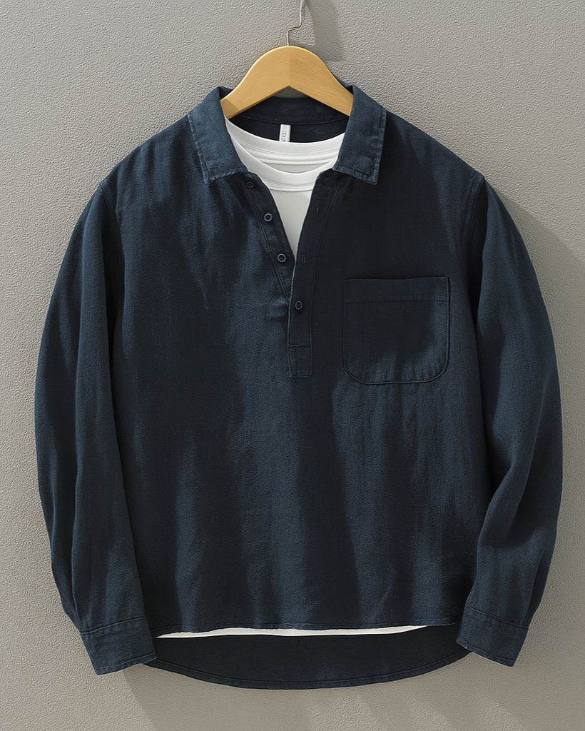 Polo Manches Longues en Maille Respirante pour Homme