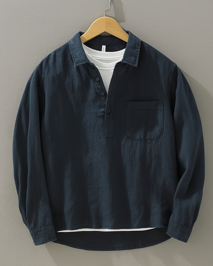 Polo Manches Longues en Maille Respirante pour Homme