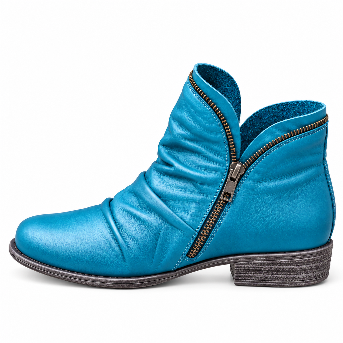 Bottines Confort à Petit Talon Stable et Finition Texturée