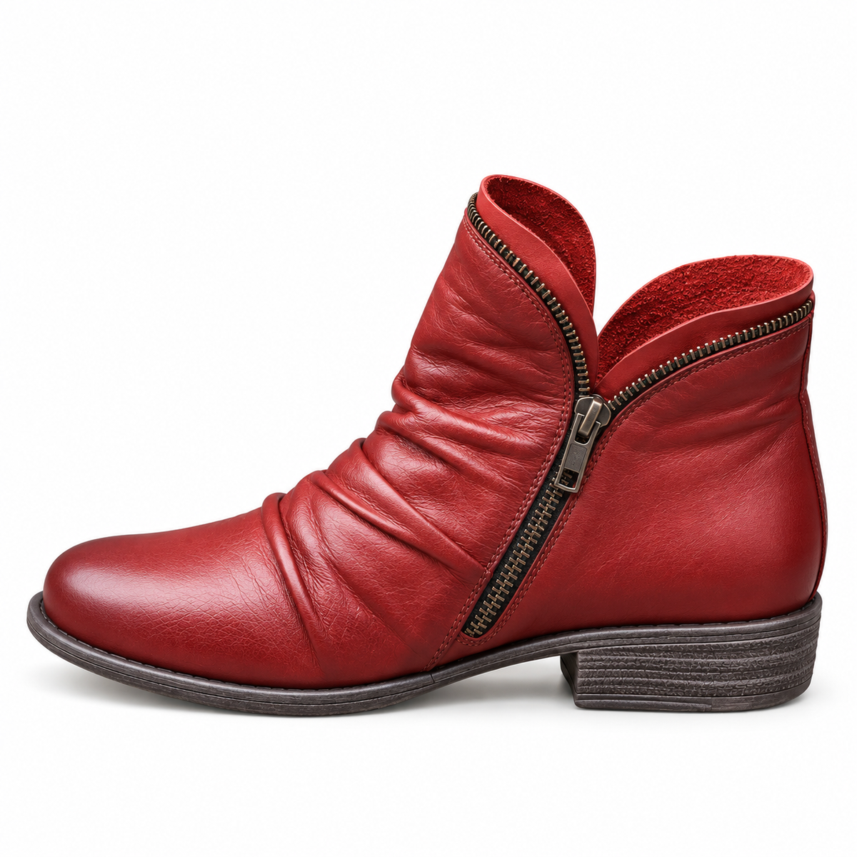 Bottines Confort à Petit Talon Stable et Finition Texturée