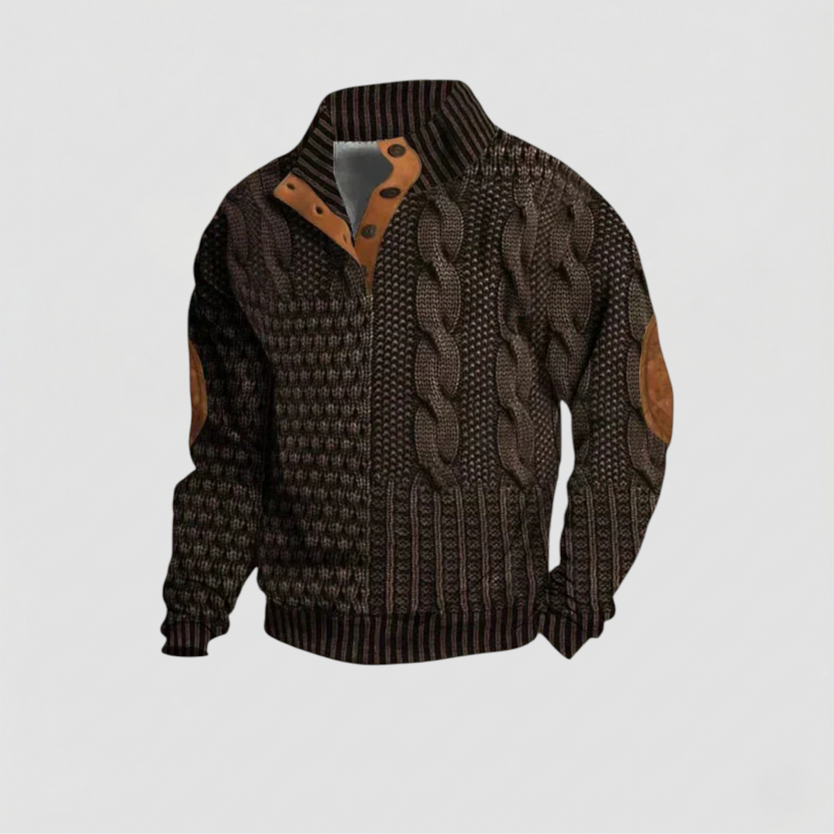 Pull en Maille Torsadée à Col Montant pour Homme