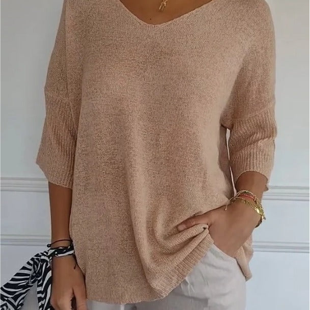 Pull en Maille à Col V pour Femme