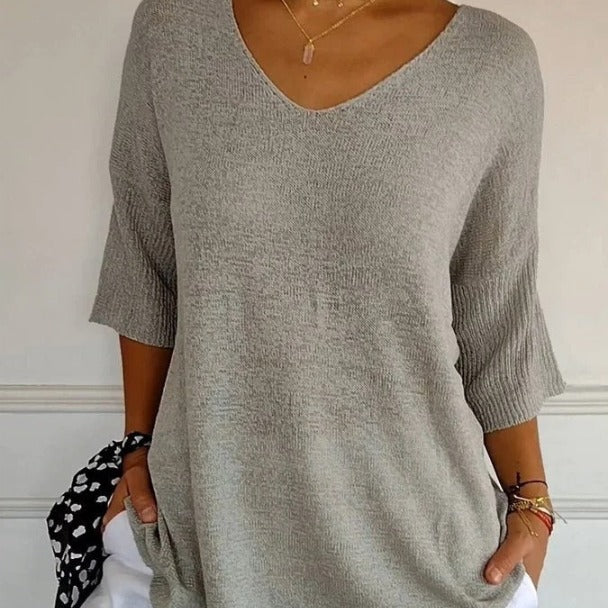 Pull en Maille à Col V pour Femme