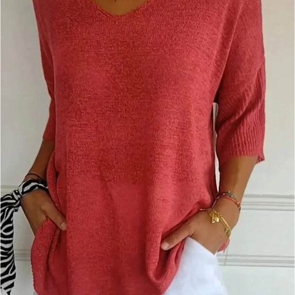 Pull en Maille à Col V pour Femme