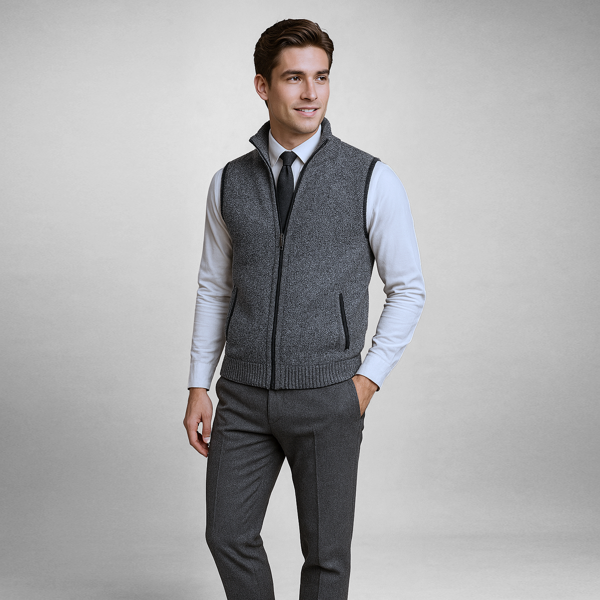 Bodywarmer Zippé en Maille pour Homme