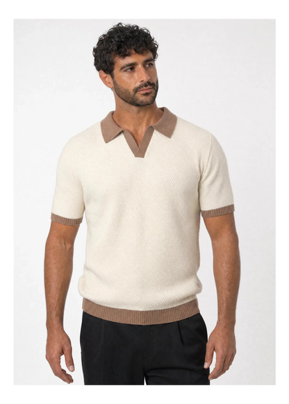 Polo en Maille Fine à Col Contrastant pour Homme