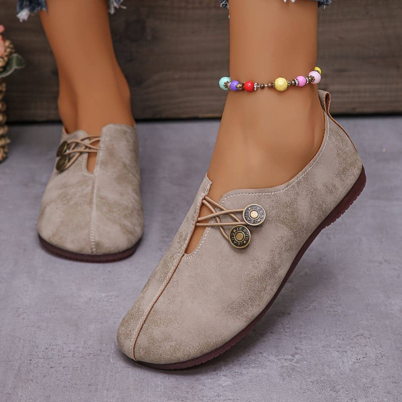 Chaussures en Daim pour Femme à Semelle Rembourrée et Fermeture Élastique