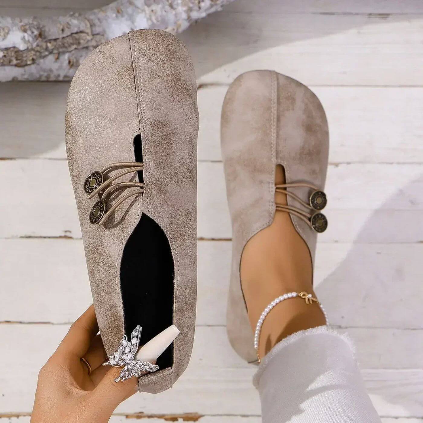 Chaussures en Daim pour Femme à Semelle Rembourrée et Fermeture Élastique