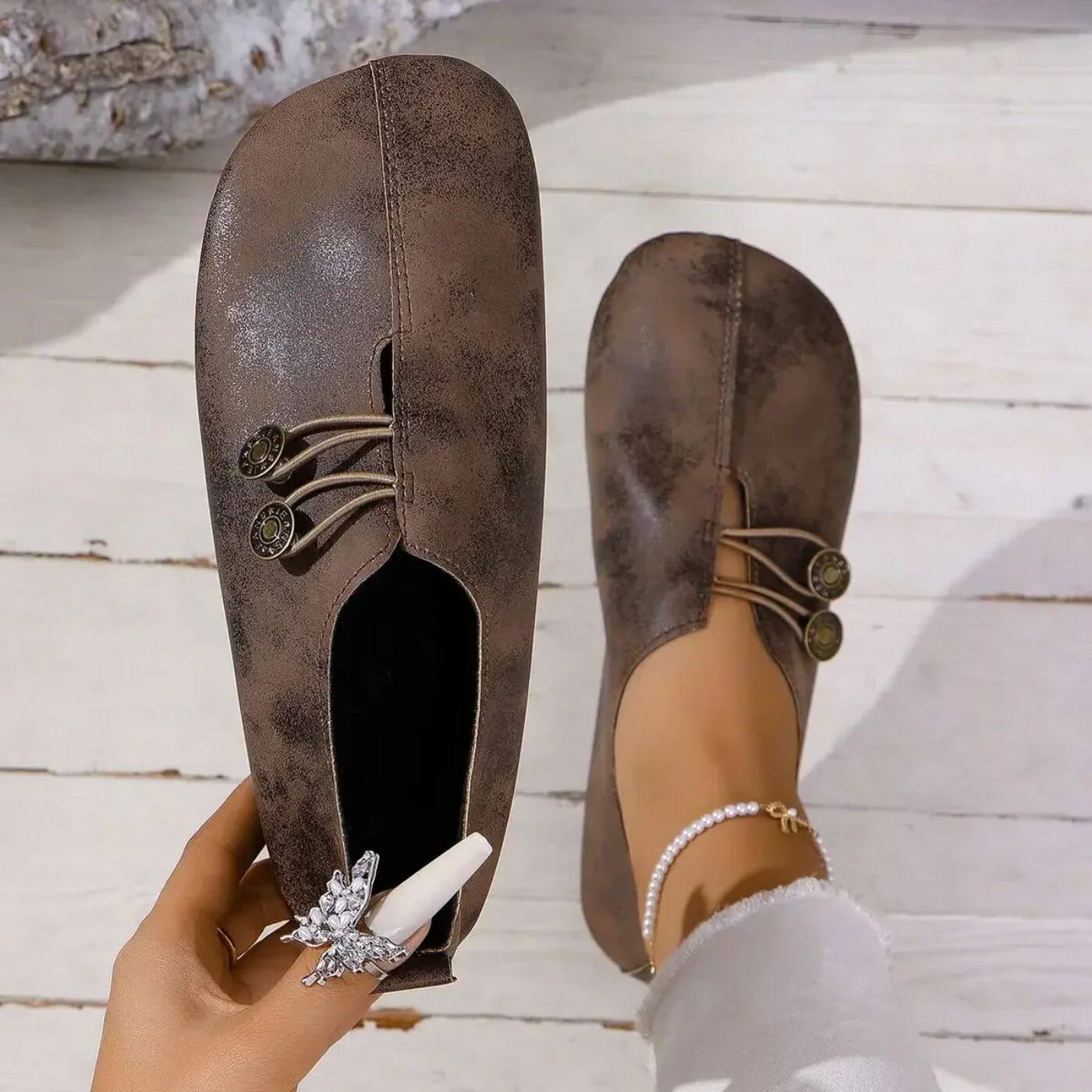 Chaussures en Daim pour Femme à Semelle Rembourrée et Fermeture Élastique