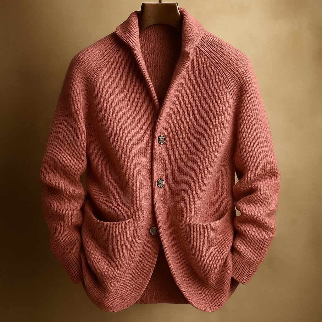 Cardigan à Col Châle en Grosse Maille pour Homme