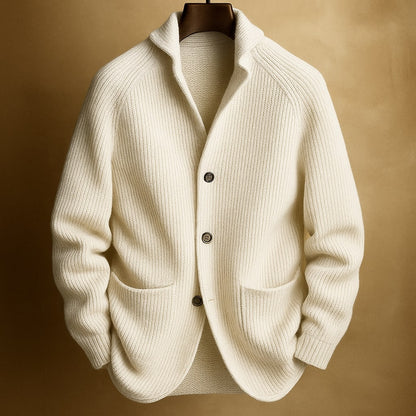 Cardigan à Col Châle en Grosse Maille pour Homme