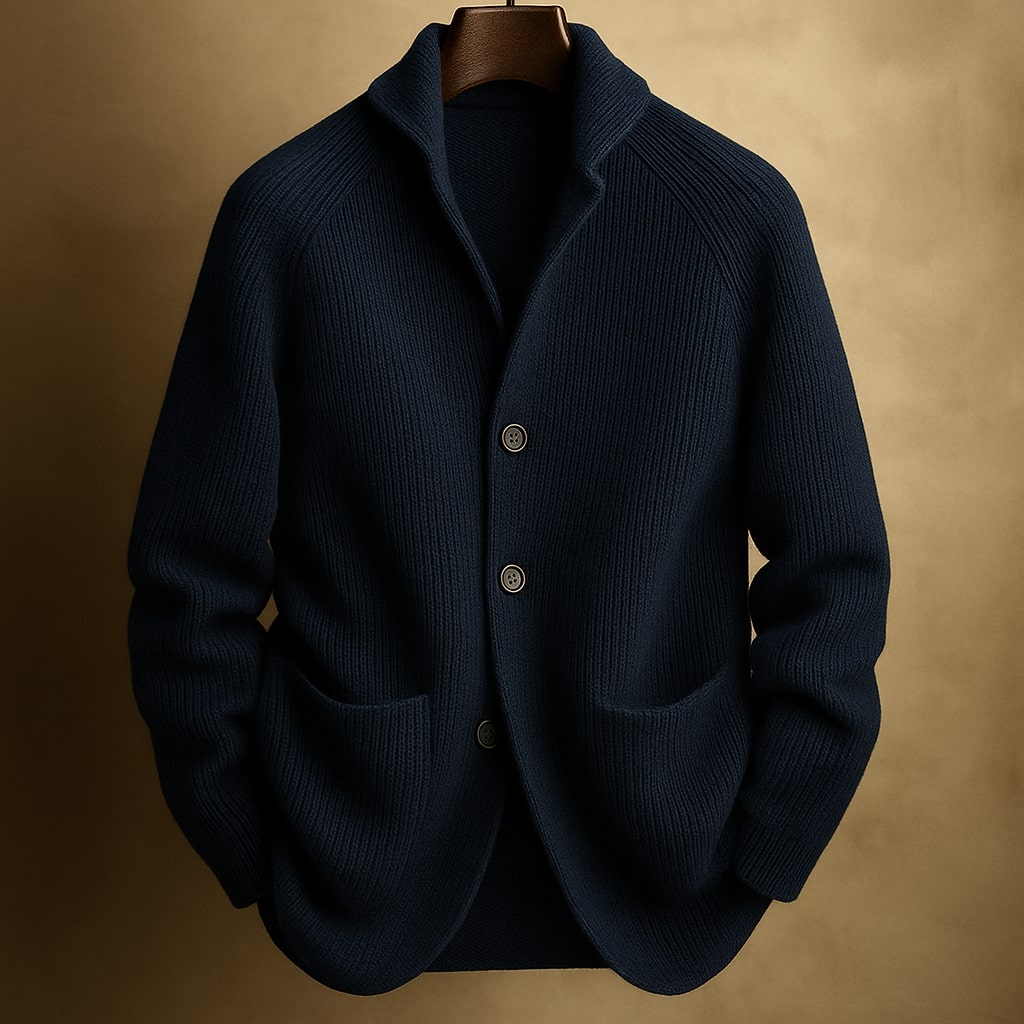 Cardigan à Col Châle en Grosse Maille pour Homme