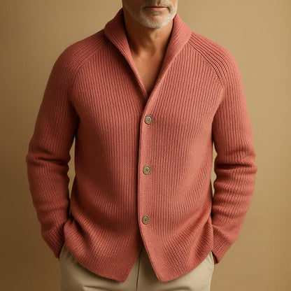 Cardigan à Col Châle en Grosse Maille pour Homme