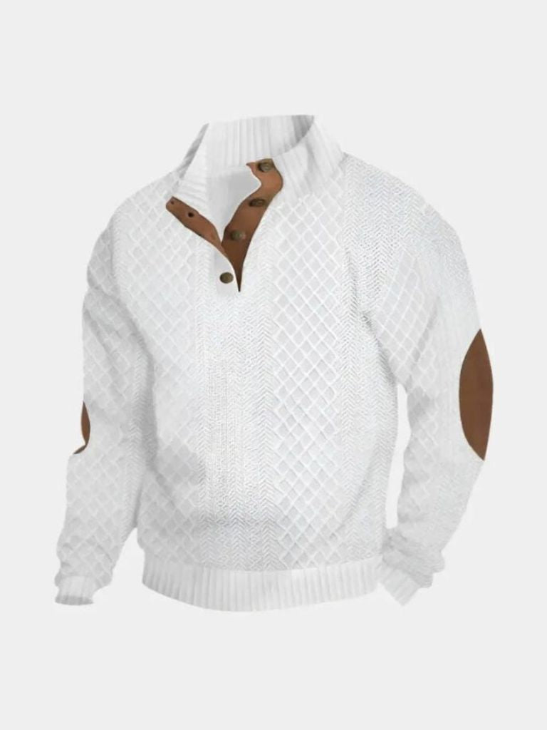 Pull Demi-Zip à Col Haut et Coudières pour Homme