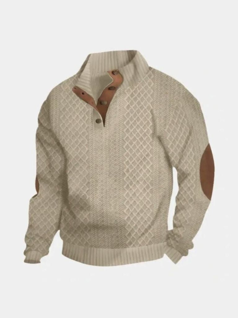 Pull Demi-Zip à Col Haut et Coudières pour Homme